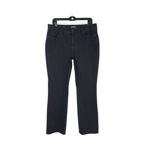 NYDJ Marilyn Straight Cool Embrace Jeans Petite 14 Black Lift Tuck Slimming High